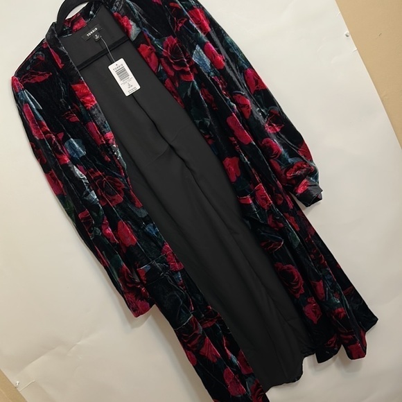 Torrid floral VELVET DUSTER KIMONO - Picture 7 of 11